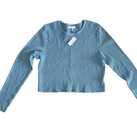 Madewell Fine Ribbed Supercrop Crewneck Long-Sleeve Tee | Size XL - Picture 2 of 5